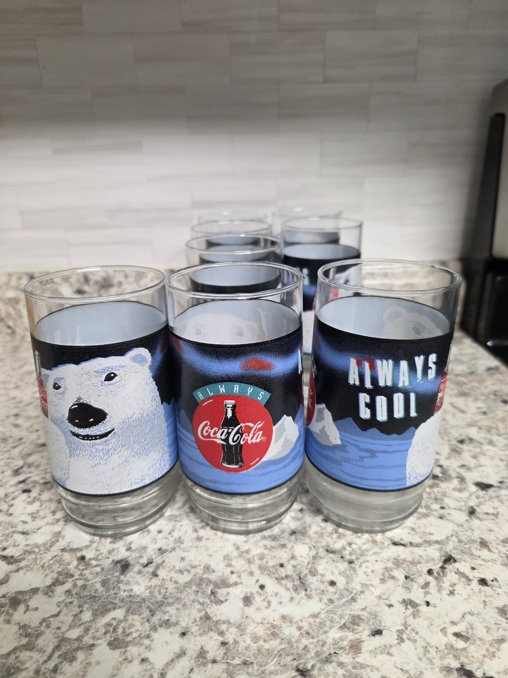 Coca Cola Blue & White Polar Bear 'Always Cool' Drinking Glass Vintage